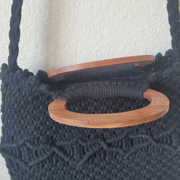 Danielle Nicole Black Macrame Fringe Boho Crossbody Bag - Picture 7 of 13